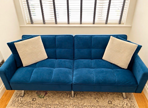Teal blue velvet click clack - blue,