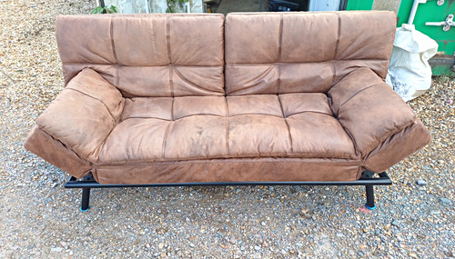 Brown faux leather click clack - faux,