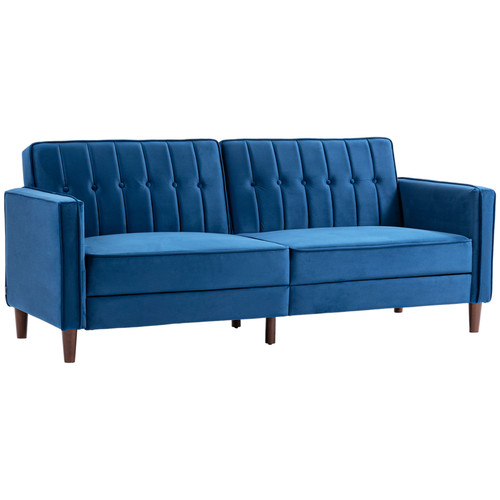 Sofa bed seater velvet - velvet, blue