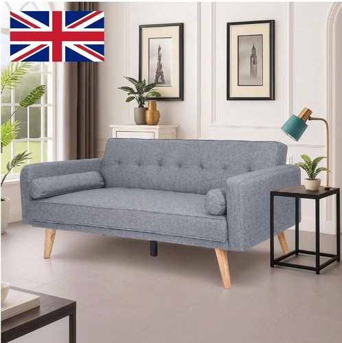 Fabric sofa bed grey seater - bed,